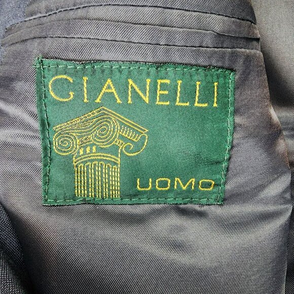 Gianelli Uomo 2 Piece Suit Mens 44L 36x30 Blue Double Breasted Jacket Pants Set - Picture 2 of 16